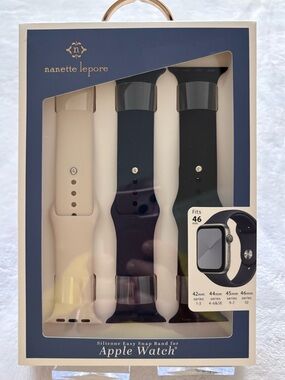 NANETTE LEPORE 3-Pack Silicone Easy Snap Band for 46mm Apple Watch®--NWT